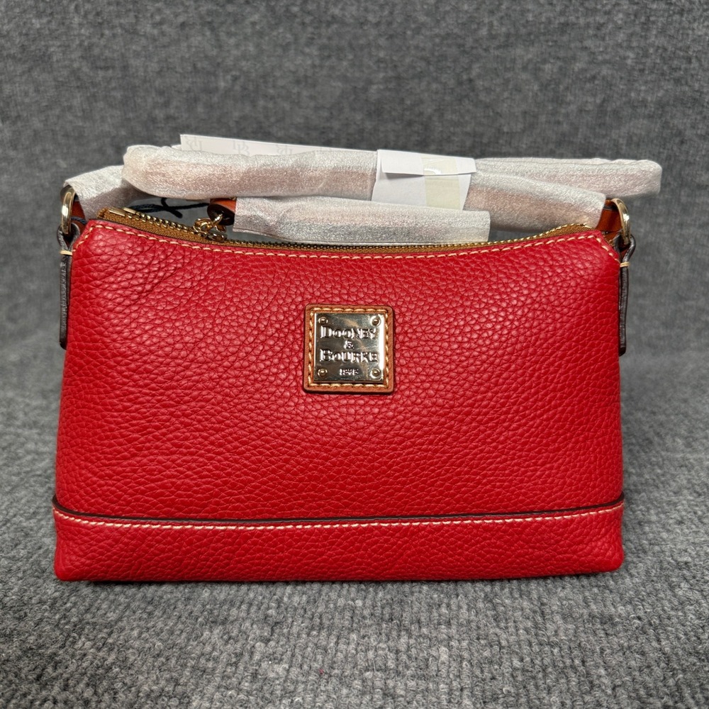 Dooney & Bourke Lizie Crossbody Bag Red Pebble Leather Adjustable Strap Pocket